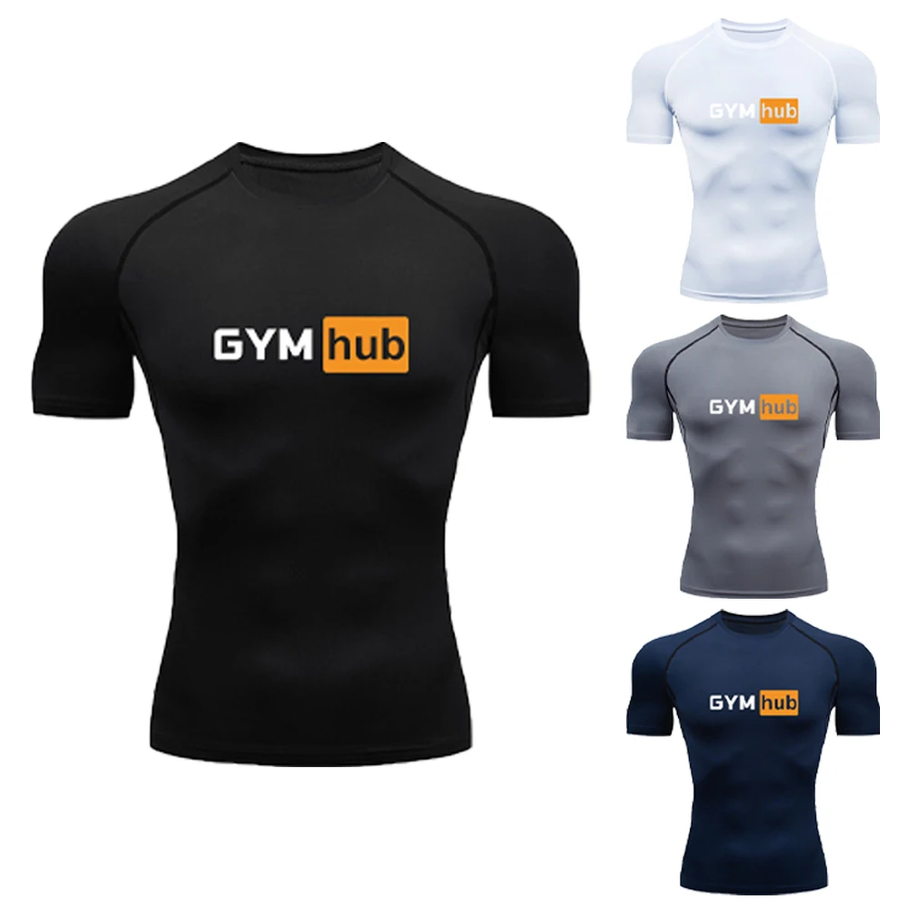 Outdoor Sport.Hub - Camiseta de Compressão Masculina Estampada Gym