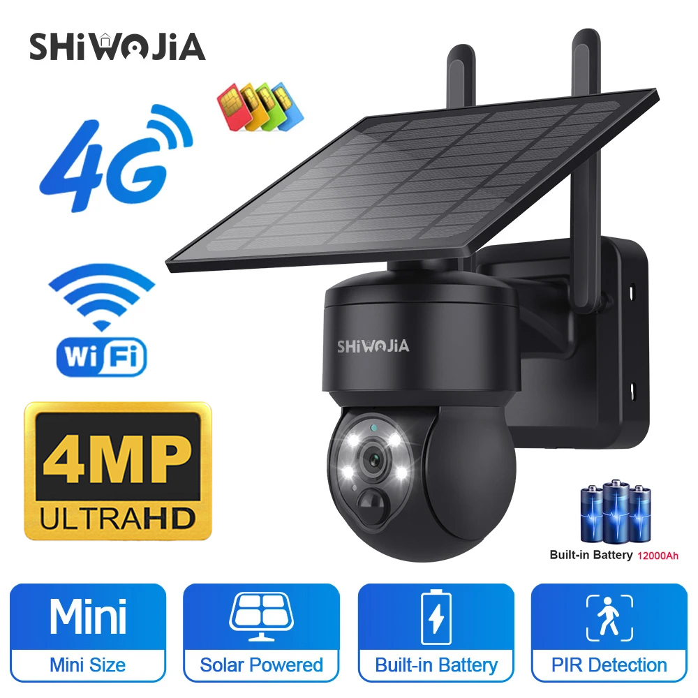 SHIWOJIA-Câmera Solar PTZ sem  - Outdoor Sport Camera avaliação e preço