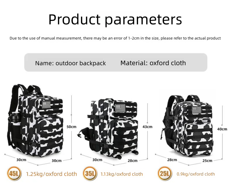 Mochila Tática 45L/35L/25L Mol - Outdoor Sport Bag avaliação e preço